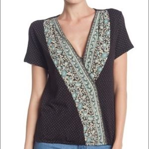 NWT Lucky Brand Wildflower Surplice Neck Top